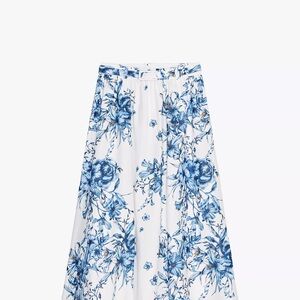 Zara Blue Floral A-Line Skirt